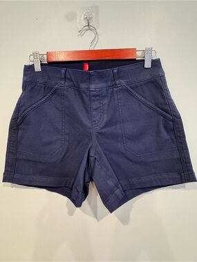 Spanx Twill Navy Pull On Shorts Size S